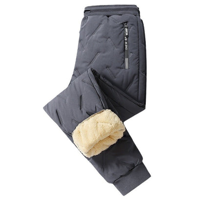 Winter Sweatwear Men Plush Thick Fleece Sweatpant Lambswool Thermal Trousers Casual Pants Waterproof Windproof Warm Cotton Pants