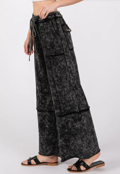 SAGE   FIG Mineral Washed Terry Wide Leg Pants