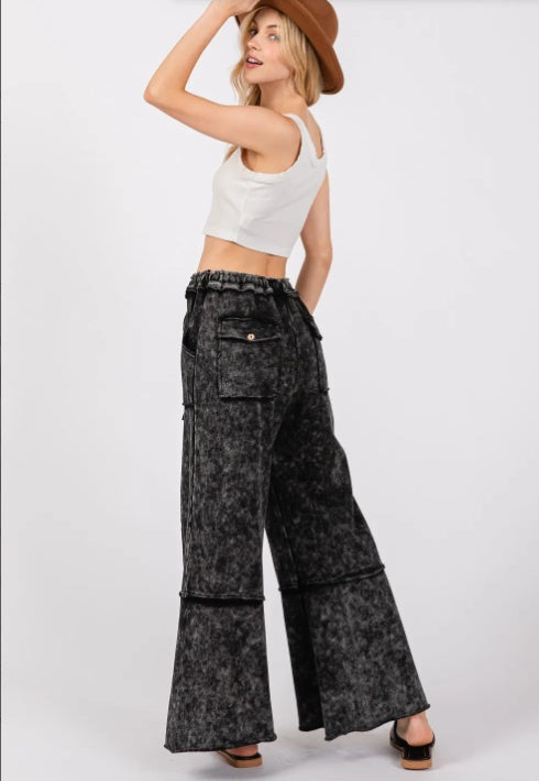 SAGE   FIG Mineral Washed Terry Wide Leg Pants