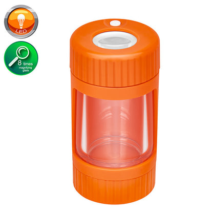 Multifunctional LED Tobacco Storage Jar With Metal Tobacco Pipe Grinder Magnifier Dampproof Sealed Can Smoking Accessories