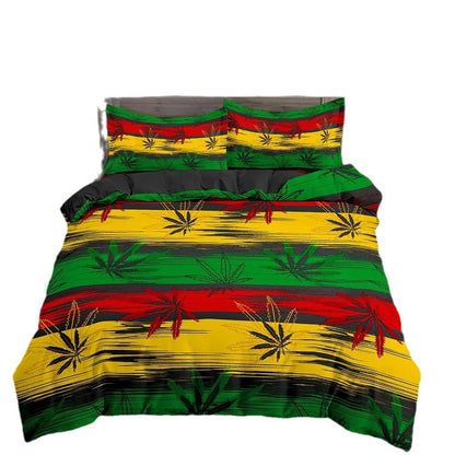 Colorful Psychedelic Weed Leaf Bedding Set