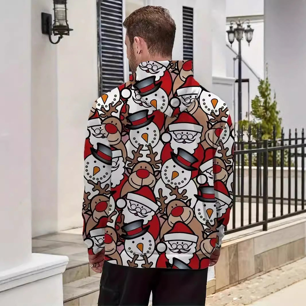 Trendy Christmas Snowman Elk 3D Printed Hoodie