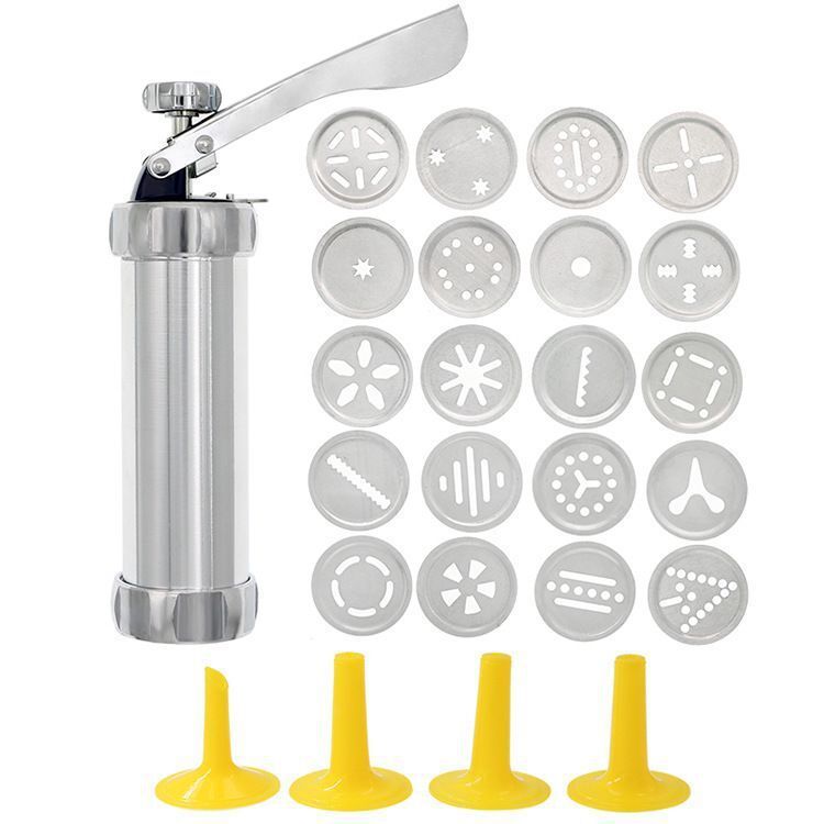 Cookie Press Gun And Icing Set Alloy Churro Maker Cookie Maker With 10 Discs 20 Discs 4 Pastry Tip Biscuit Mold Kitchen Accessories