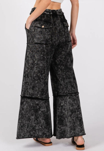 SAGE   FIG Mineral Washed Terry Wide Leg Pants