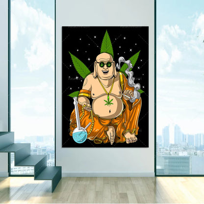 Moderne Wohnkultur Poster Buddha Rauchen Unkraut Wand Kunst Leinwand Malerei Kunst Poster Drucken Wand Bild Nordic Wand Kunst Wohnzimmer zimmer