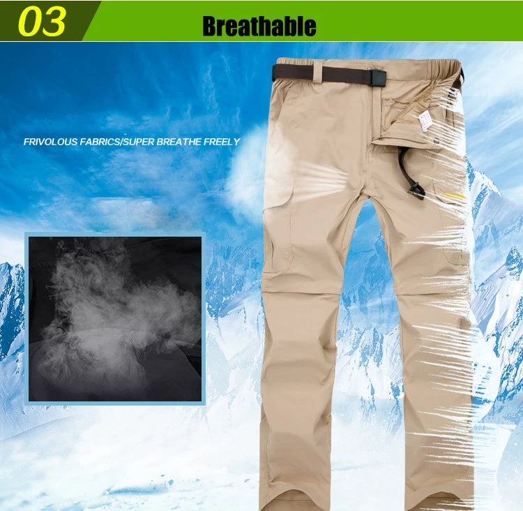 M-7XL Men's Summer Quick Dry Removable Hiking Pants Breathable Trousers Outdoor Sports Trekking Fishing Waterproof Shorts PN18