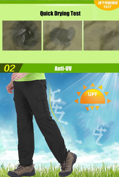 M-7XL Men's Summer Quick Dry Removable Hiking Pants Breathable Trousers Outdoor Sports Trekking Fishing Waterproof Shorts PN18