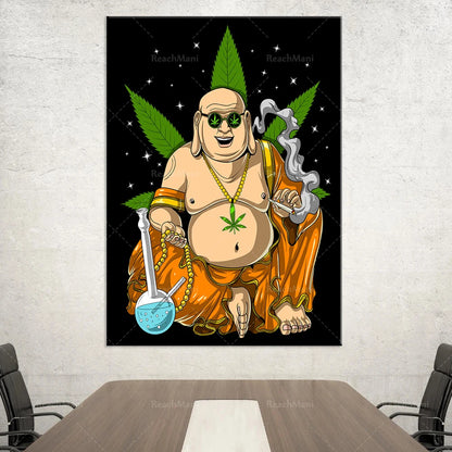 Moderne Wohnkultur Poster Buddha Rauchen Unkraut Wand Kunst Leinwand Malerei Kunst Poster Drucken Wand Bild Nordic Wand Kunst Wohnzimmer zimmer