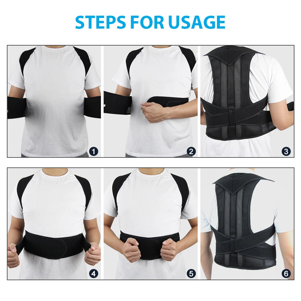 Back Brace Posture Corrector Belt for Women & Men Back Lumbar Support, Adjustable Shoulder Posture Support for Improve Scoliosis