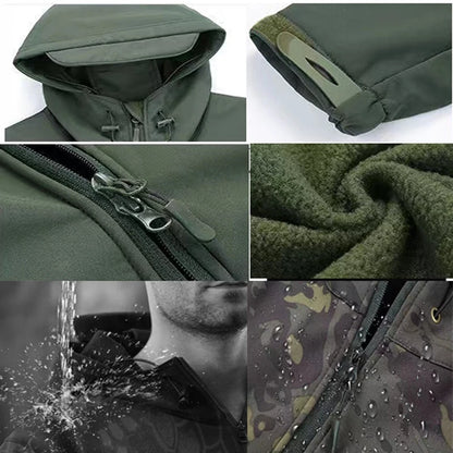 Men Winter Waterproof Climbing SkiingTrekking Fleece Fishing Tactical Sharkskin Cargo Pants Jackets Camping Hiking Trousers