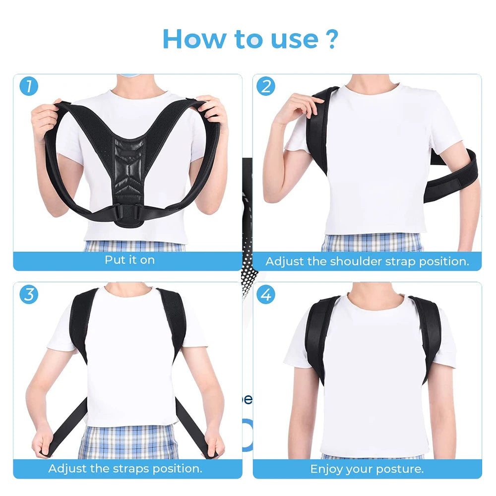 Adjustable Posture Corrector Preventing Humpback Protection Spine Pain Relief Correction Belt Women Men Back Shoulder Support