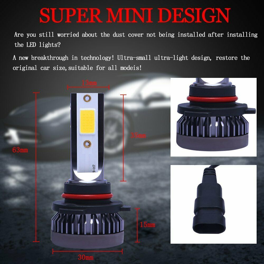 Mini Ultra-light Super Blue 9005 HB3 LED Headlight Bulbs Conversion Kit 8000K 2x